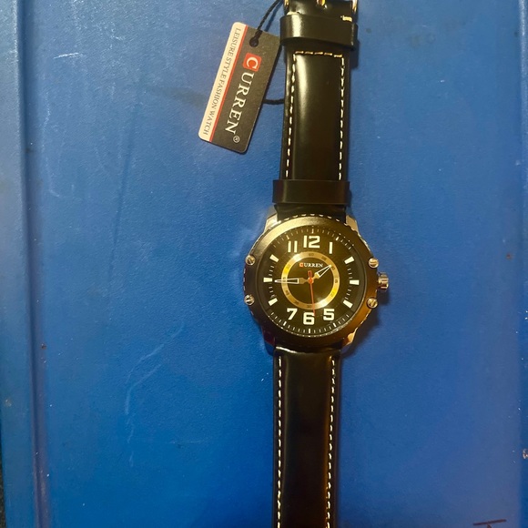 Men’s Black Leather Band Curren Watch - Picture 2 of 5